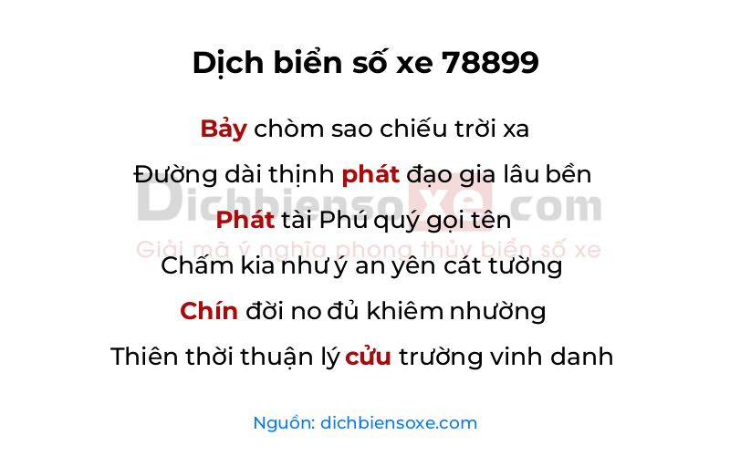 Dịch thơ biển số 78899