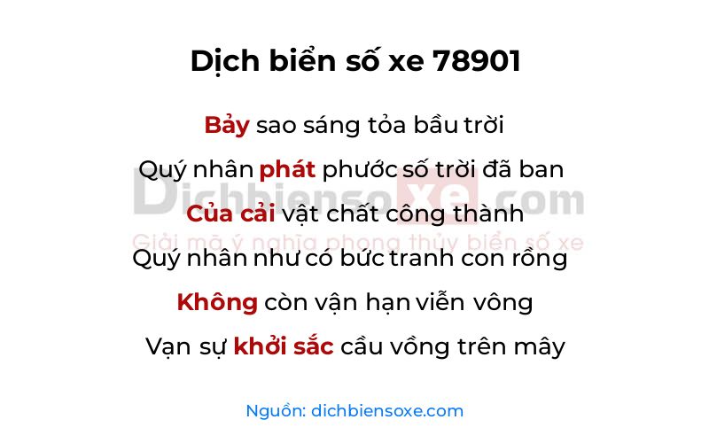 Dịch thơ biển số 78901