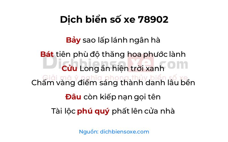 Dịch thơ biển số 78902