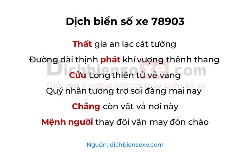 Dịch thơ biển số 78903