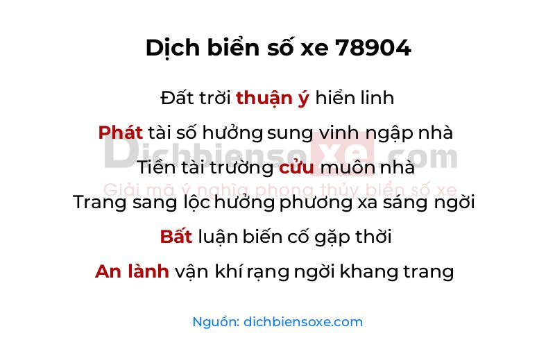 Dịch thơ biển số 78904