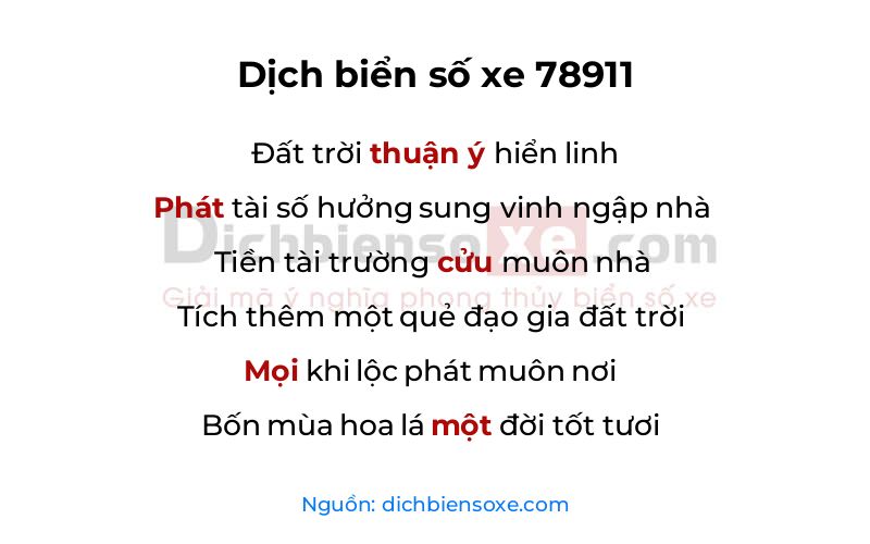Dịch thơ biển số 78911