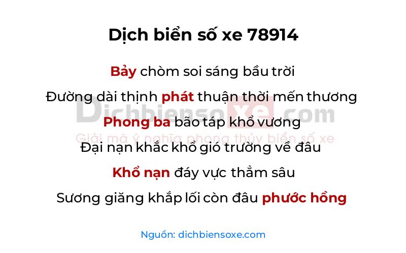 Dịch thơ biển số 78914