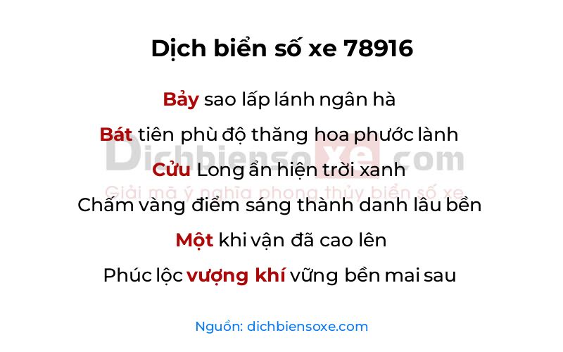 Dịch thơ biển số 78916