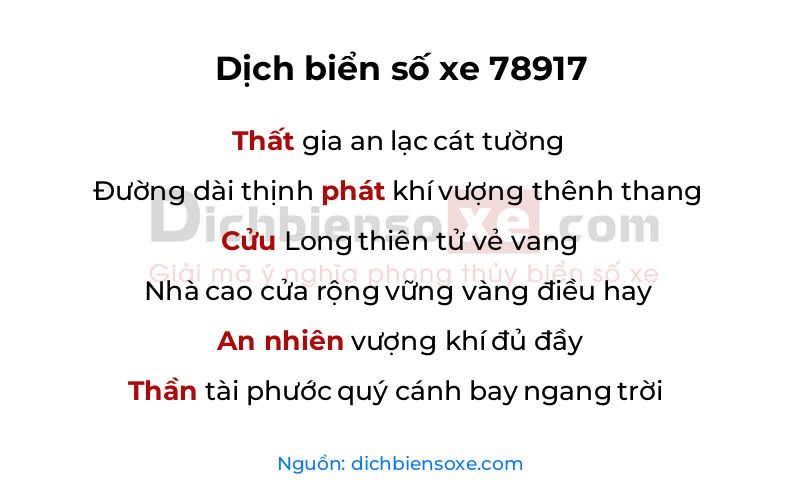 Dịch thơ biển số 78917