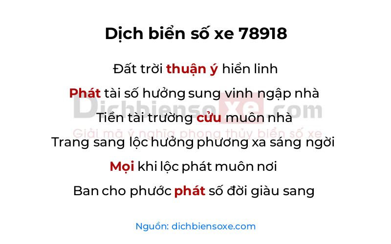 Dịch thơ biển số 78918
