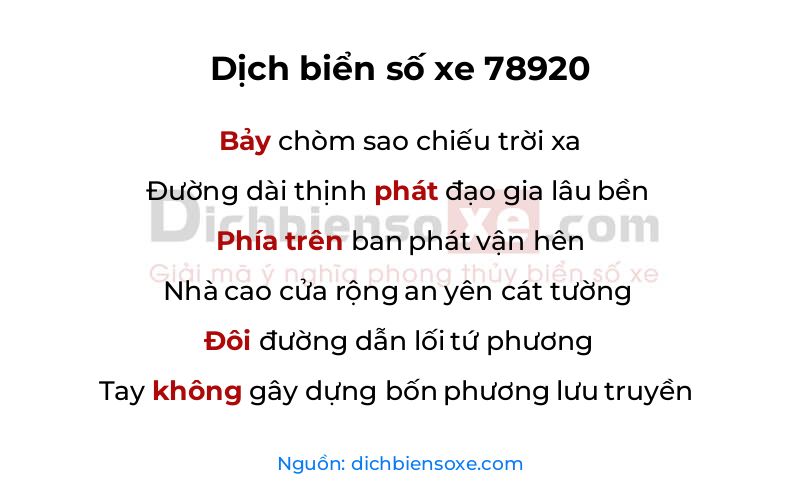 Dịch thơ biển số 78920