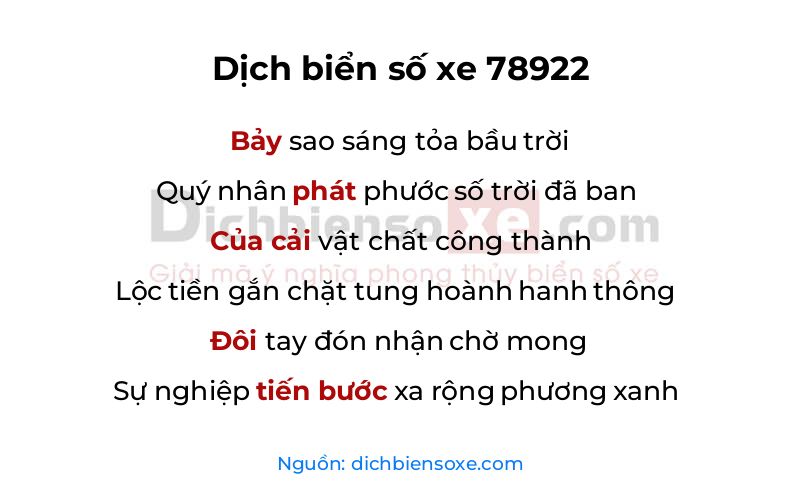 Dịch thơ biển số 78922