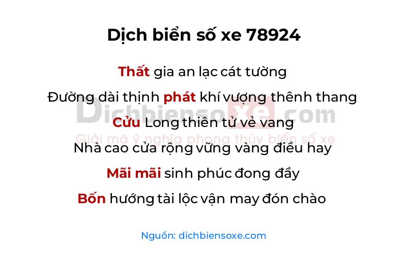 Dịch thơ biển số 78924