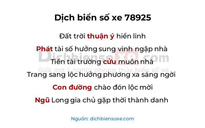 Dịch thơ biển số 78925