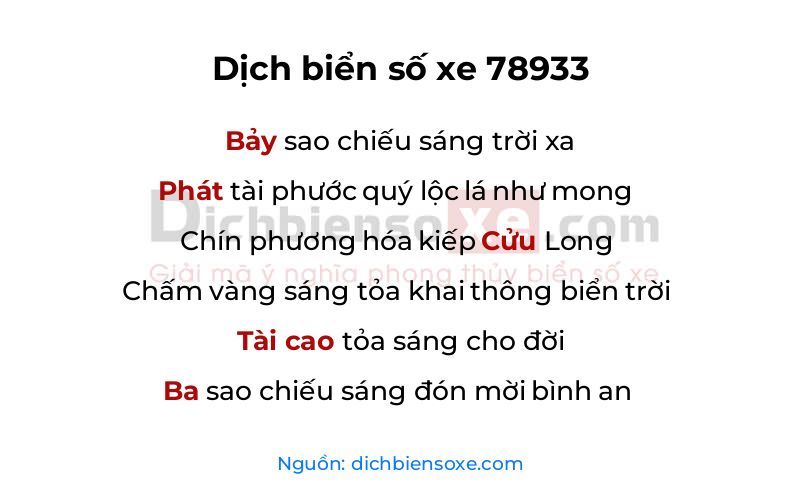 Dịch thơ biển số 78933