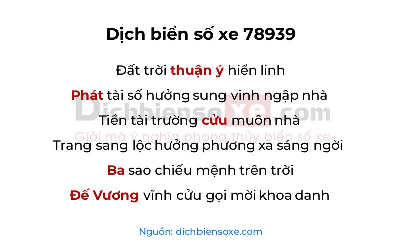 Dịch thơ biển số 78939