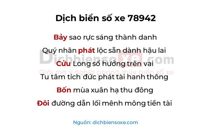 Dịch thơ biển số 78942