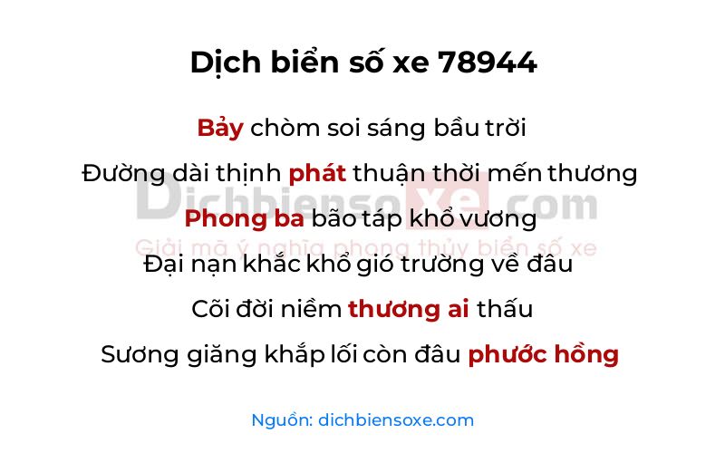 Dịch thơ biển số 78944
