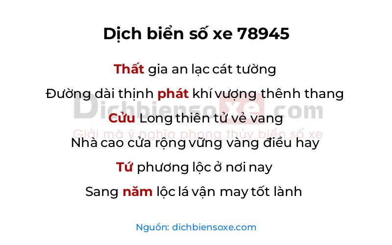 Dịch thơ biển số 78945