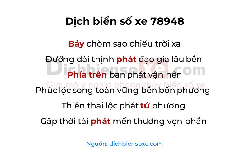 Dịch thơ biển số 78948