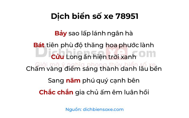 Dịch thơ biển số 78951
