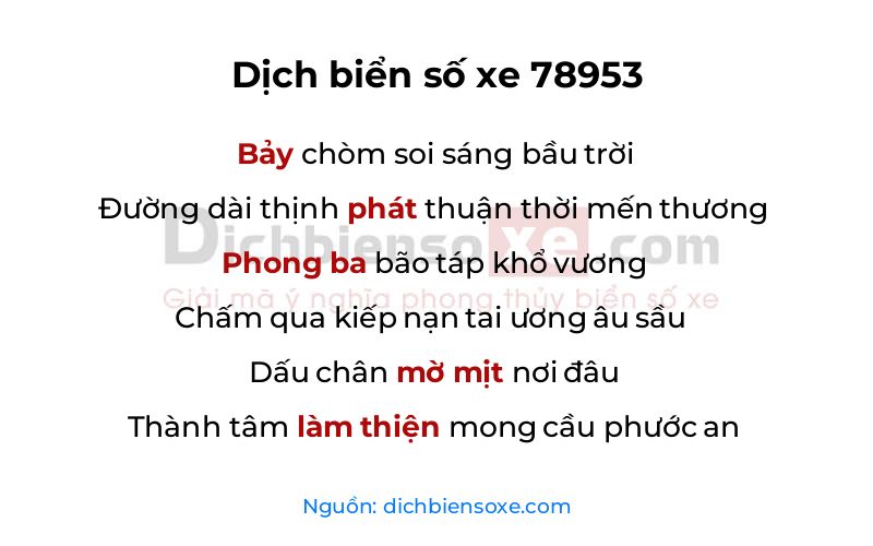 Dịch thơ biển số 78953