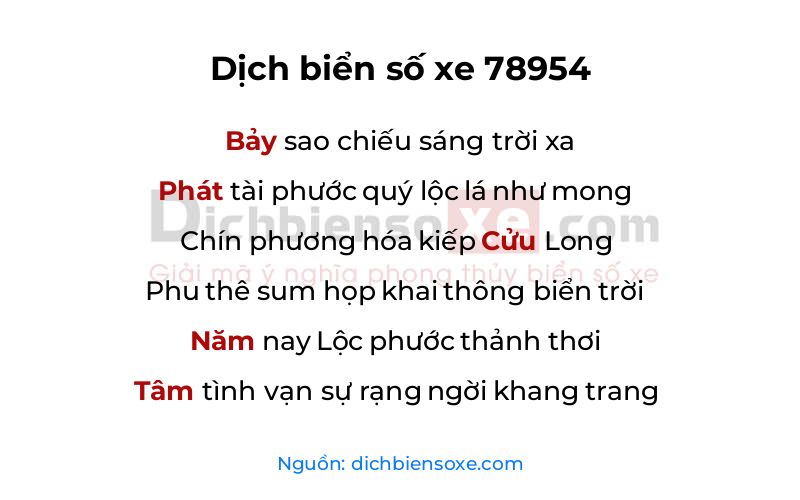Dịch thơ biển số 78954