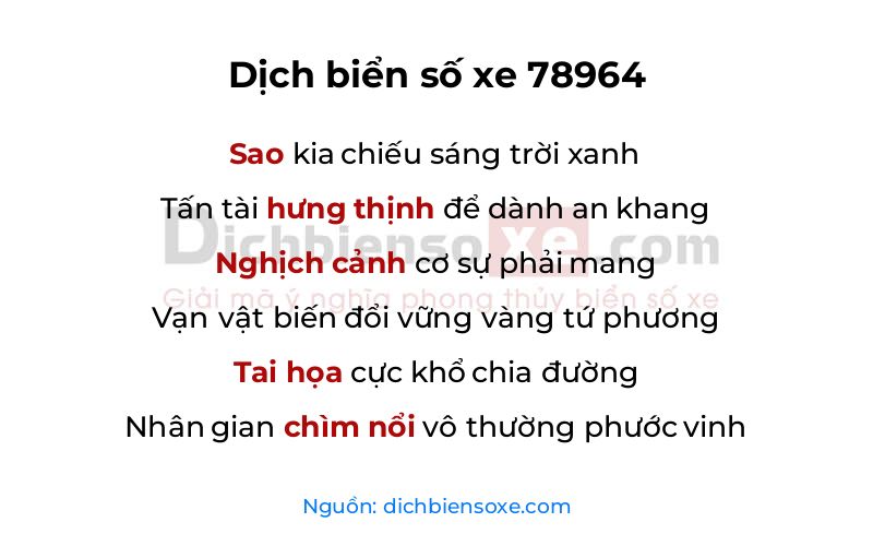 Dịch thơ biển số 78964
