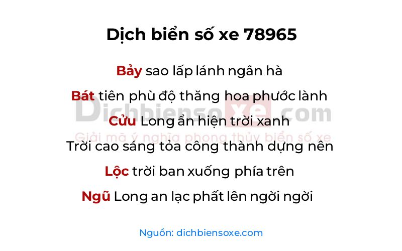 Dịch thơ biển số 78965