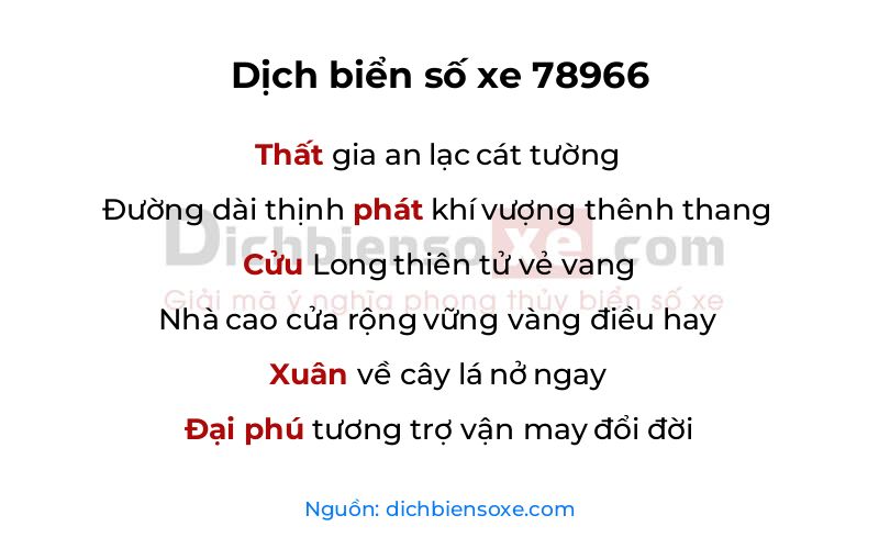 Dịch thơ biển số 78966
