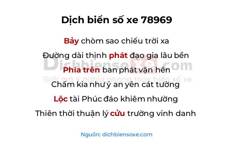 Dịch thơ biển số 78969