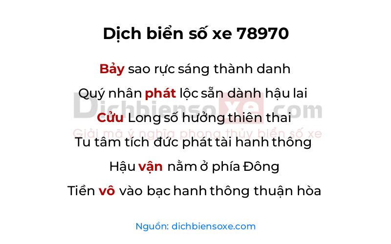 Dịch thơ biển số 78970