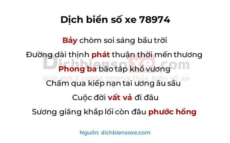 Dịch thơ biển số 78974