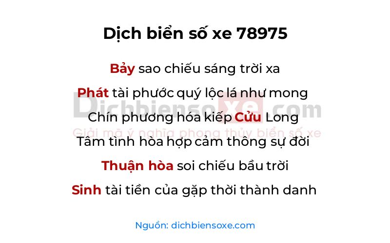 Dịch thơ biển số 78975