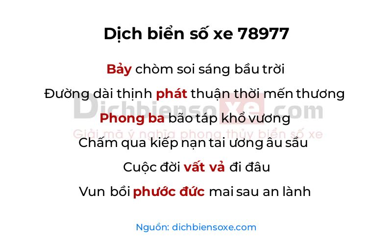 Dịch thơ biển số 78977