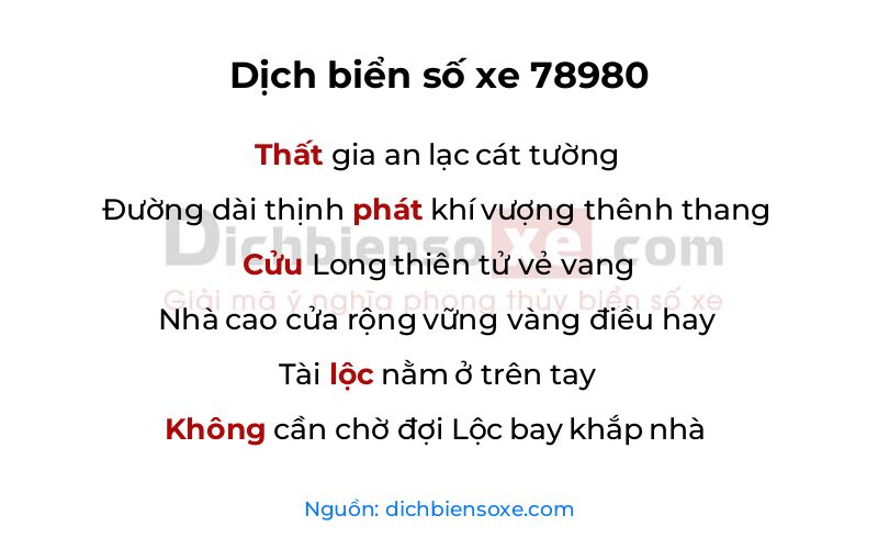 Dịch thơ biển số 78980