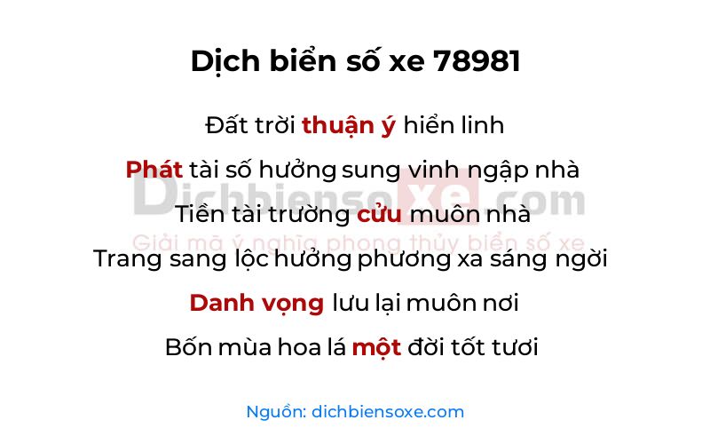 Dịch thơ biển số 78981