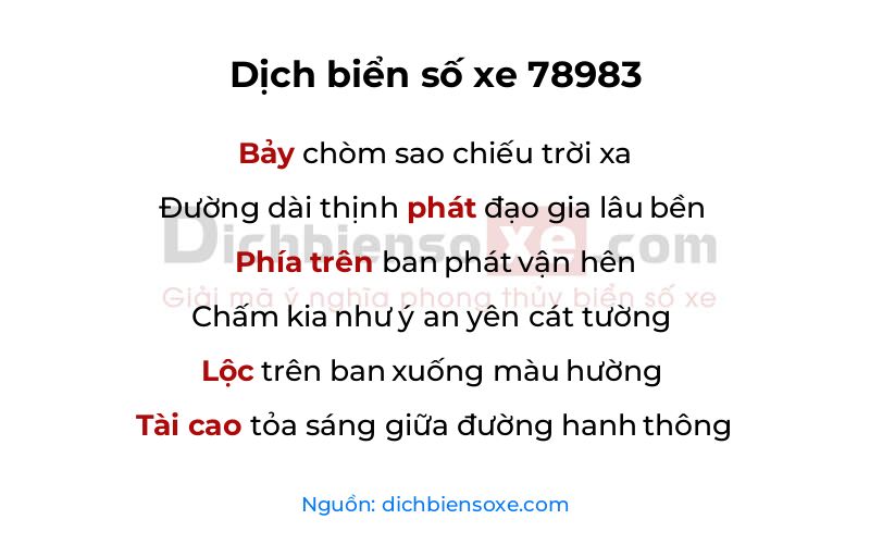 Dịch thơ biển số 78983