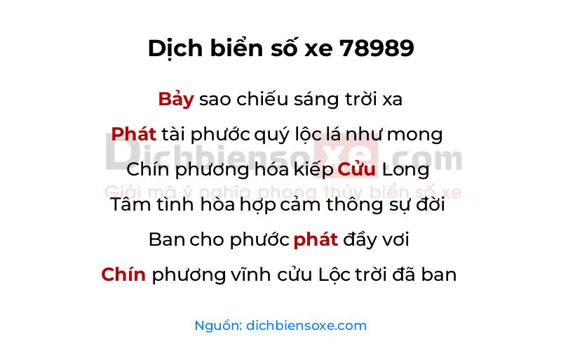Dịch thơ biển số 78989