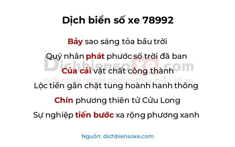 Dịch thơ biển số 78992