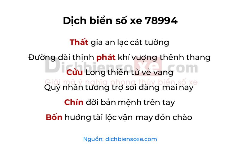 Dịch thơ biển số 78994