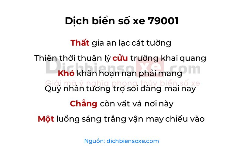 Dịch thơ biển số 79001