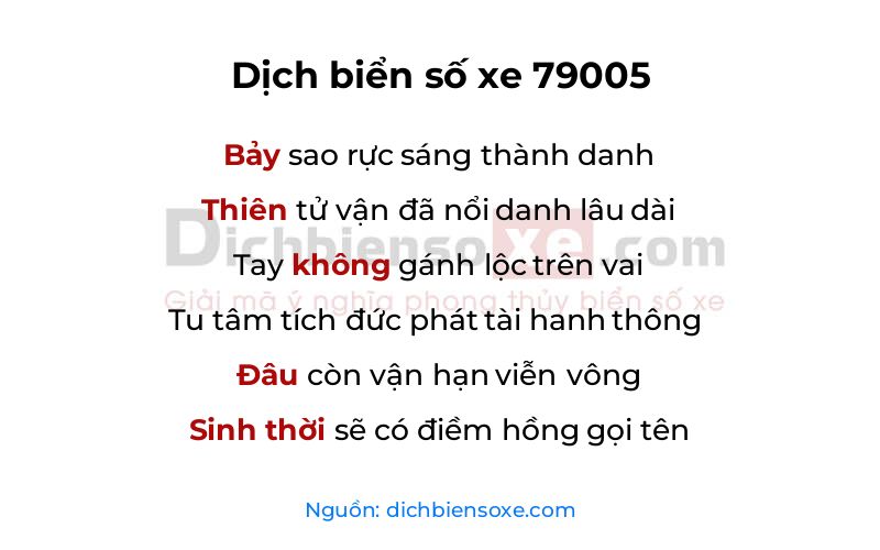 Dịch thơ biển số 79005