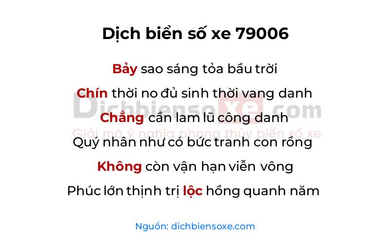 Dịch thơ biển số 79006