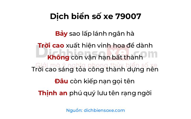 Dịch thơ biển số 79007