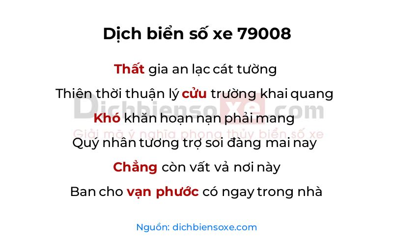 Dịch thơ biển số 79008