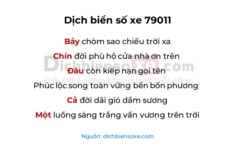Dịch thơ biển số 79011