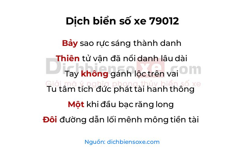 Dịch thơ biển số 79012