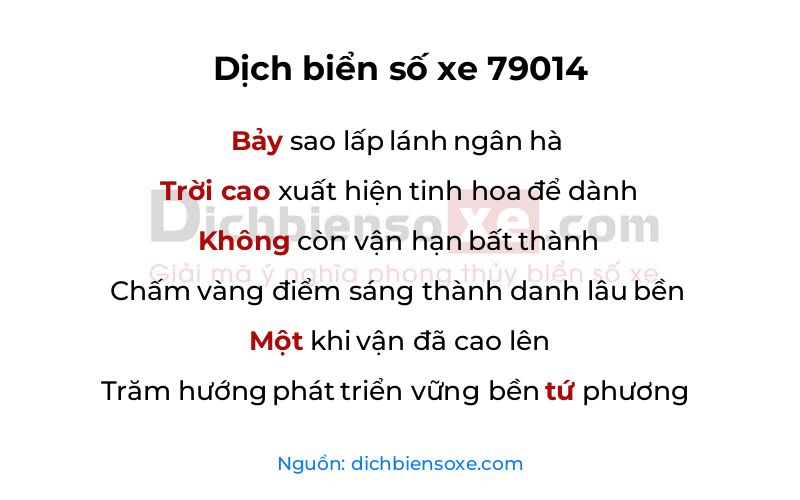 Dịch thơ biển số 79014