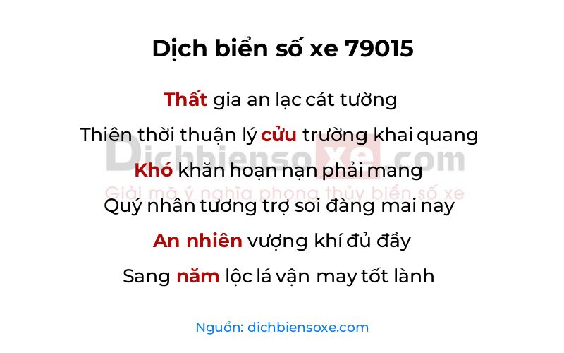 Dịch thơ biển số 79015