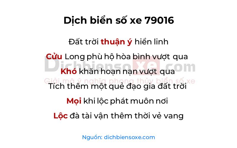 Dịch thơ biển số 79016
