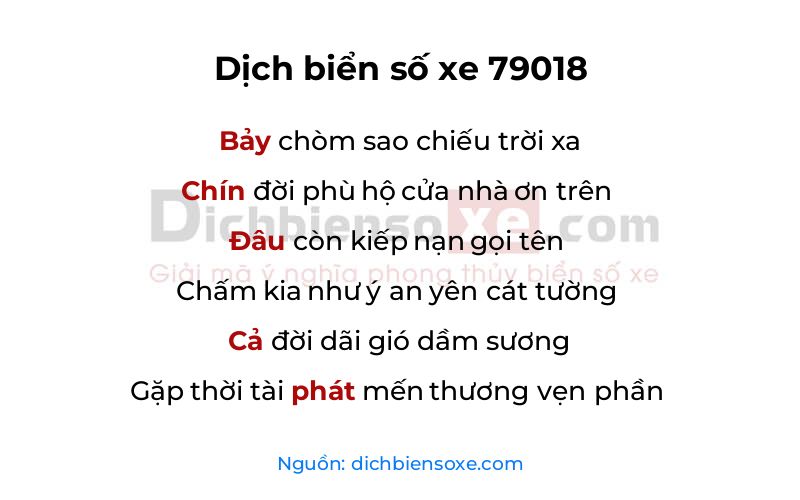Dịch thơ biển số 79018