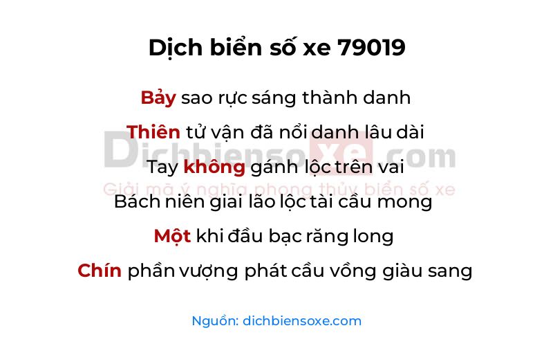 Dịch thơ biển số 79019
