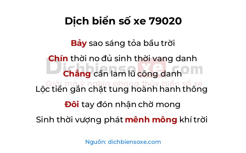Dịch thơ biển số 79020